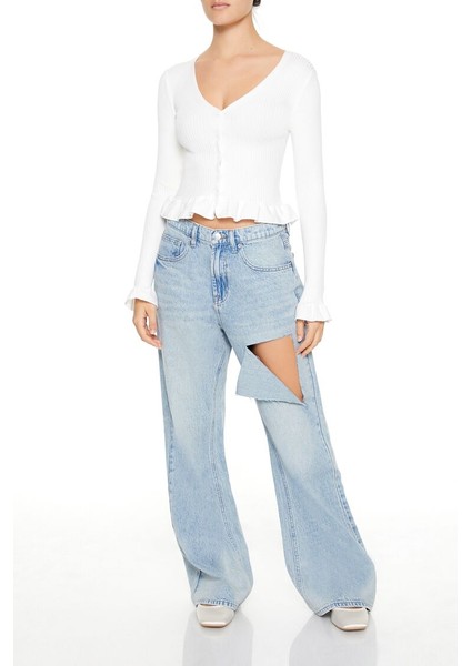 Volanlı Kenar Detaylı Hırka