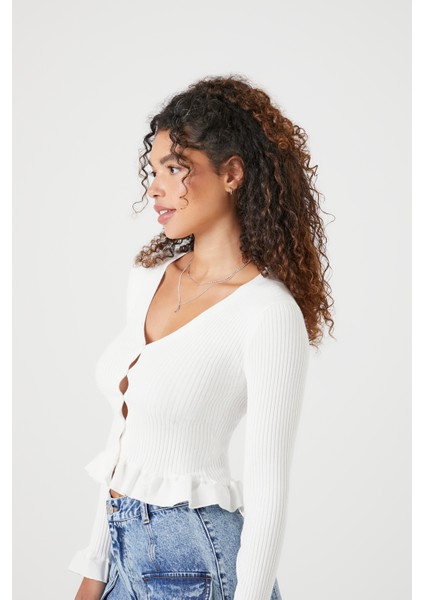 Volanlı Kenar Detaylı Hırka