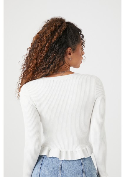 Volanlı Kenar Detaylı Hırka