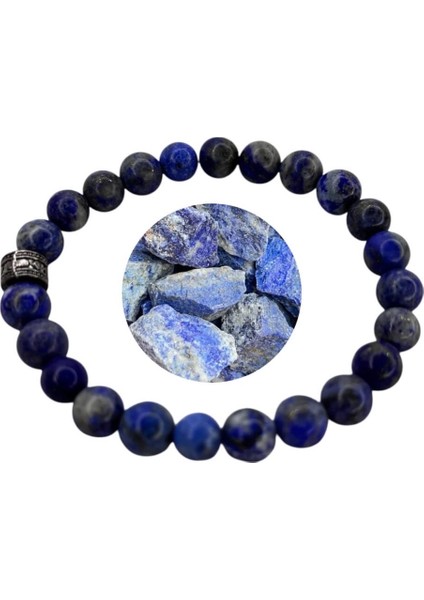 Lapis Lazuli Doğal Taş Bileklik, Sertifikalı Doğal Taş, Ayarlanabilir Lastikli Bileklik, Uniseks Bileklik