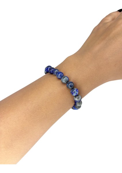 Lapis Lazuli Doğal Taş Bileklik, Sertifikalı Doğal Taş, Ayarlanabilir Lastikli Bileklik, Uniseks Bileklik modelleri
