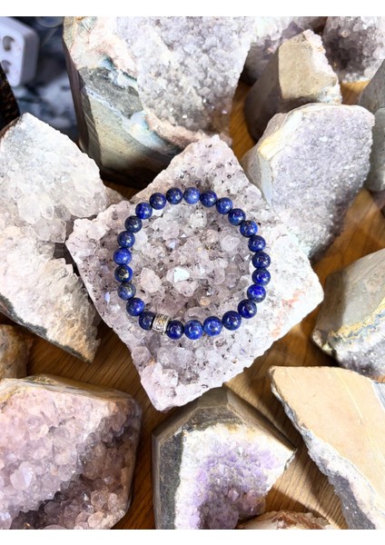 Lapis Lazuli Doğal Taş Bileklik, Sertifikalı Doğal Taş, Ayarlanabilir Lastikli Bileklik, Uniseks Bileklik fırsatları