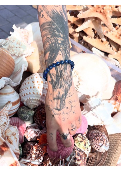 Lapis Lazuli Doğal Taş Bileklik, Sertifikalı Doğal Taş, Ayarlanabilir Lastikli Bileklik, Uniseks Bileklik