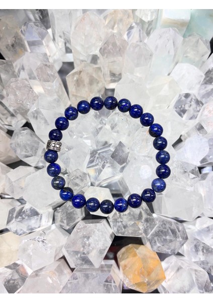 Lapis Lazuli Doğal Taş Bileklik, Sertifikalı Doğal Taş, Ayarlanabilir Lastikli Bileklik, Uniseks Bileklik