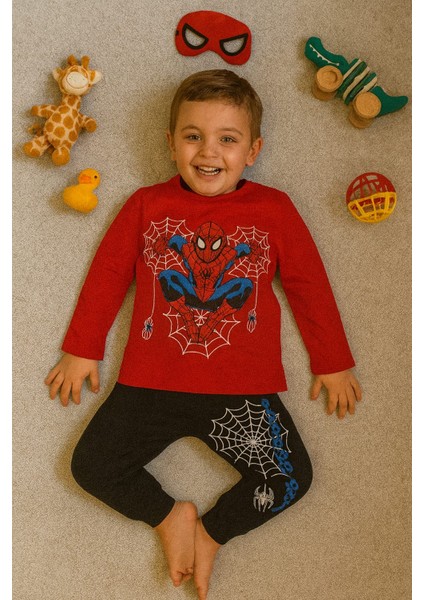 Çocuklar Için Göz Maskeli Karakter Baskılı %100 Pamuk 3 Lü Pijama Takımları