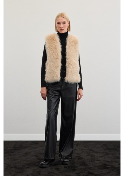 Kolsuz Uzun Yelek - Ekru fiyatları