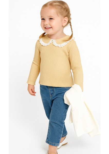 Fitilli Bebe Yaka Pamuklu Uzun Kol Kız Çocuk Sweatshirt modelleri
