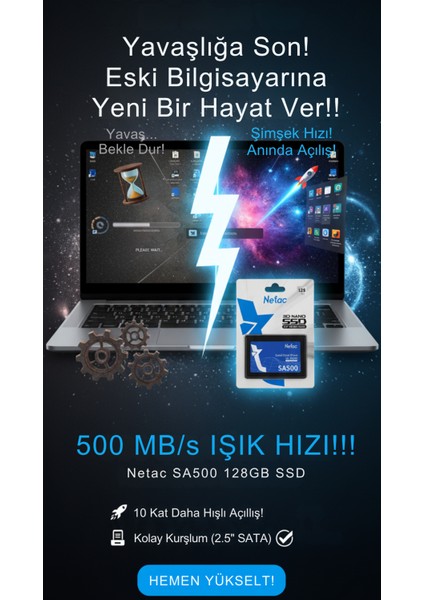 3D Nand 128GB 2.5" SSD – Hızlı Açılış, Yüksek Depolama & Laptop/masaüstü Uyumlu