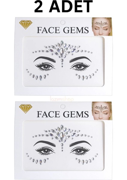 2 Adet Kendinden Yapışkanlı Büyük Yüz Taşı Elmas Model