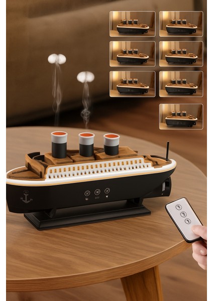 Buharlı Gemi Tasarımlı LED Işıklı Hava Nemlendirici | Aromaterapi Difüzörü & Buhar Makinesi – Sessiz Çalışma modelleri