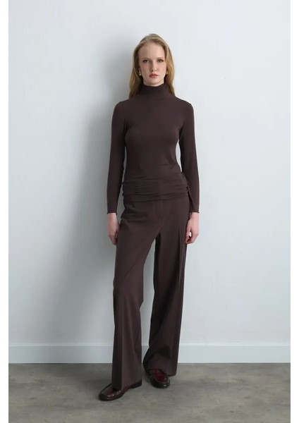 Balıkçı Yaka Kaşmir Bluz - Kahverengi fiyatları