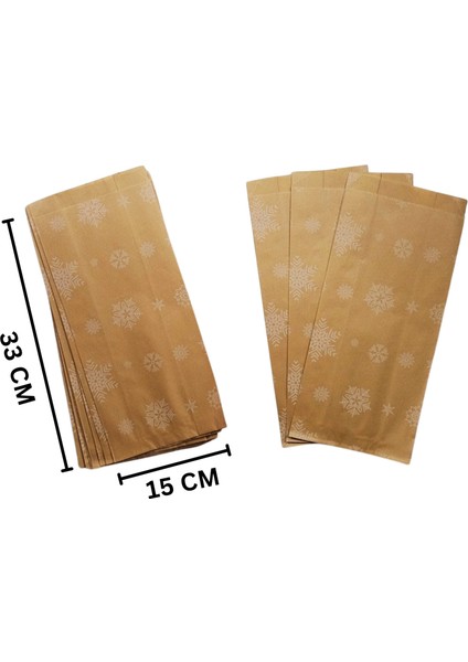Körüklü Kraft Kese Kağıdı, Kar Tanesi Desenli Şamua Hediye, Ambalaj & Gıda Poşeti, 15X33 Cm, 100 Adet fiyatları