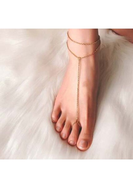 Altın Renk Zincirli Kadın Halhal