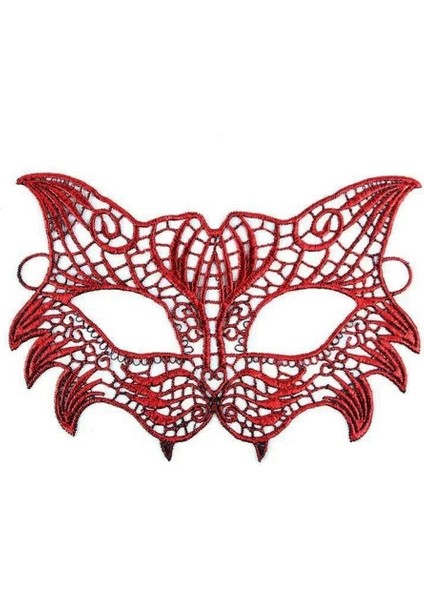 Kırmızı Dantel Masquerade Maskesi 8 No