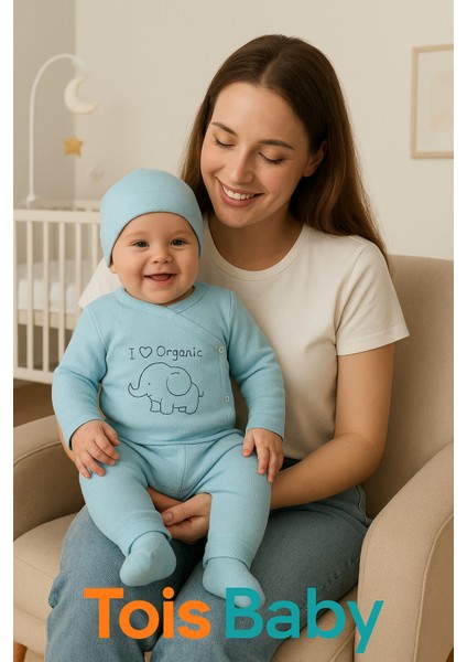 3 Lü Avantajlı Set Hediyelik Organik Hastane Çıkışı Bebek Takımı 0-3 Ay