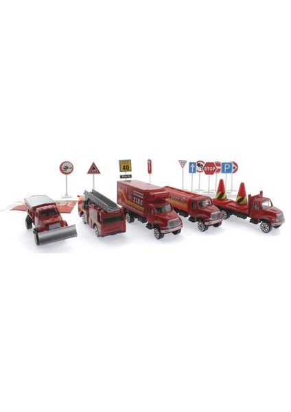 Die Cast Metal 20 Parça Itfaiye Seti - Tankerli