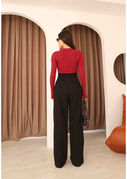 Kadın Siyah Arkası Lastikli Palazzo Pantolon fırsatları