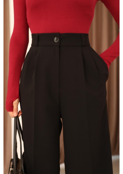 Kadın Siyah Arkası Lastikli Palazzo Pantolon indirimleri