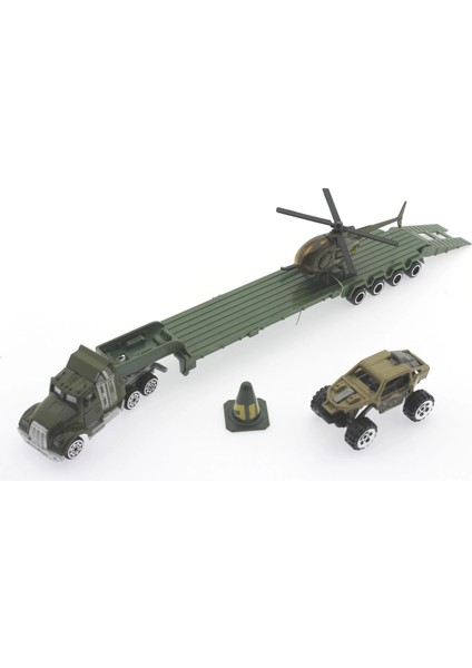 Tır Arazi Aracı ve Helikopterli Metal Askeri Araç Seti modelleri