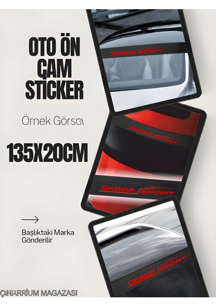Forrd Ranger Oto Ön Cam Kaliteli Sticker Yerli Üretim 135X20 Karbon