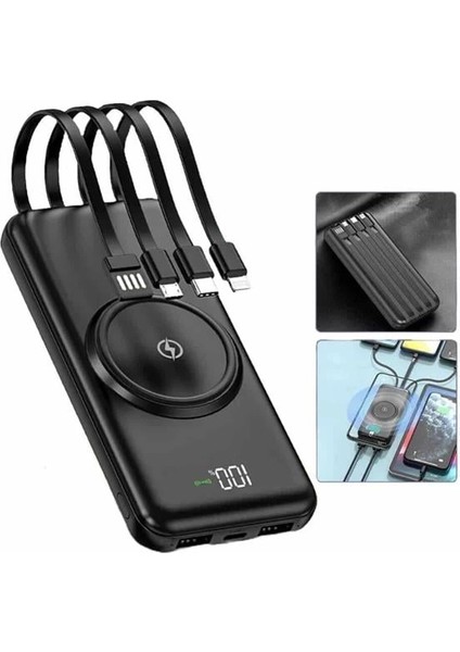 Wireless Powerbank 10000 Mah LED Ekranlı Dahili Kablolu Hızlı Şarj fırsatları