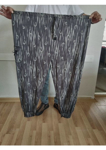 Kadın Bayan Battal Büyük Beden Viskon Süet Kumaş Bel Lastikli Manşetli Paça Eşofman Pijama Altı Pantolon Bol Rahat Kalıp 60 Ile 90 Kiloğrama Kadar Olur Standart Beden fiyatları
