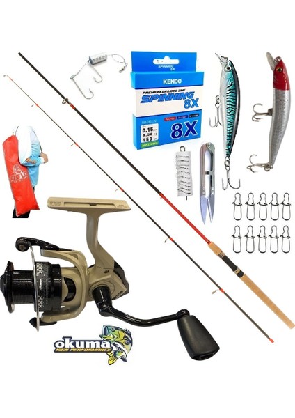 Okuma Outrax 4000 270CM 10-35GR Remixon Red Zoom Karbon Rapala Maket Balık Spin Olta Takımı Seti