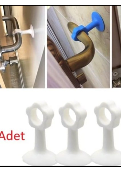 Beyaz Renkli Vantuzlu Geçmeli Kapı Kolu Stoper 4lü Set