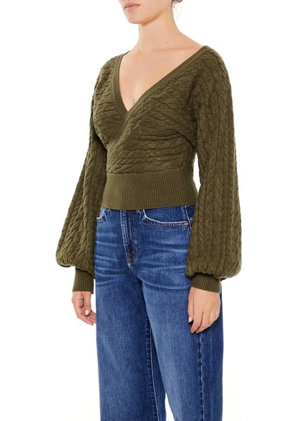 Örgü Kruvaze Yaka Kazak fiyatları