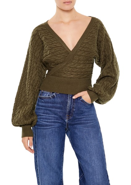 Örgü Kruvaze Yaka Kazak modelleri