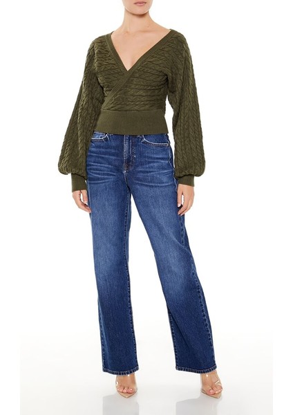 Örgü Kruvaze Yaka Kazak