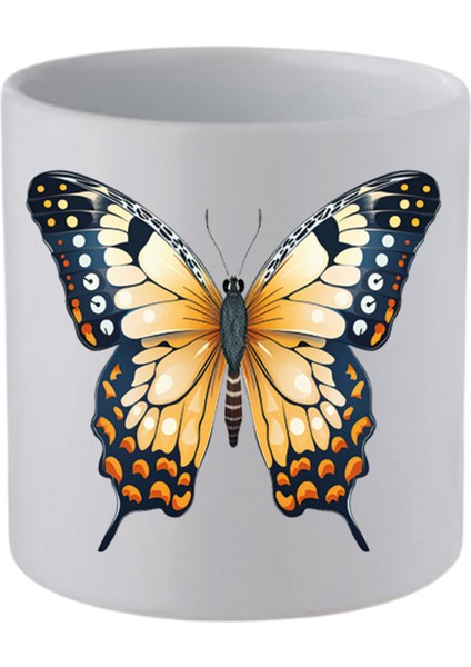 Kelebekli Kulpsuz Kupa Bardak Doğum Günü Hediyeleri - Seramik Kahve, Su Hediyelik Bardağı