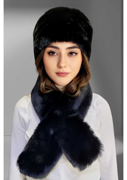 Kadın Vegan Kürk Kalpak-Atkı Set modelleri