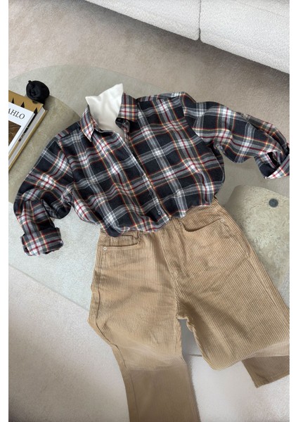 Ekose Desen Oversize Premium Gömlek- Antrasit fırsatları