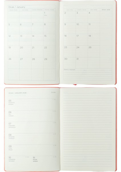 Smyth 2026 Haftalık Ajanda A5 (14x21cm) Esnek Kapak Ivory 80 gr.