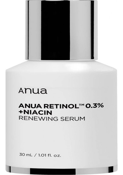 Retinol 0.3% + Niacin Renewing Serum - Kırışıklık, Leke Karşıtı 8 Çeşit Peptit, Retinollü Serum 30ML