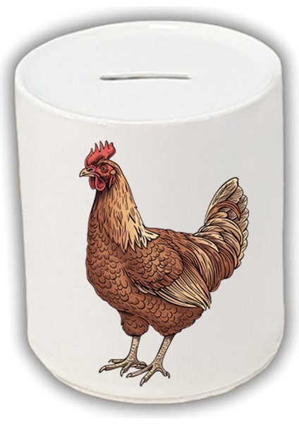 Horoz Baskılı Kumbara - Seramik Para Biriktirme Kumbarası