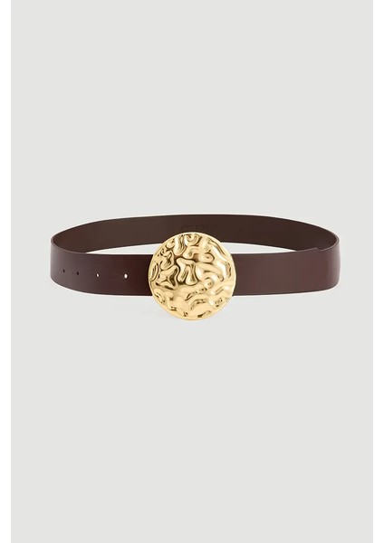 Tokası Kabartmalı Kemer - Kahverengi