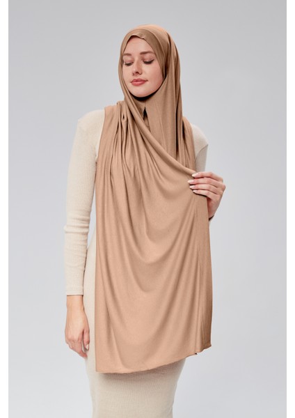 Kadın Tesettür Penye Şal Hazır Pratik Geçmeli Kolayca Takabilir Uzun Dört Mevsim Pamuklu Şal