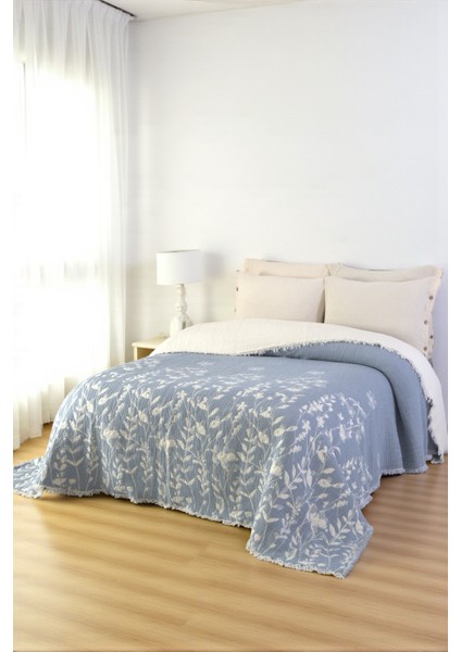 Lüks Multi Muslin %100 Pamuk Çift Kişillik Yatak Örtüsü 230X250 cm Battal Boy 2 Yastıklı modelleri