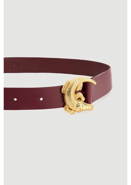 Timsah Tokalı Kemer - Bordo fiyatları