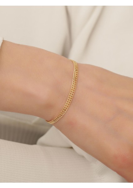 14 Ayar Altın Kalın Viyana Zincir Bileklik