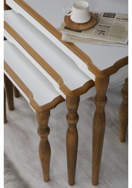 3 Lü İnci Ahşap Zigon Sehpa ,MDF Zigon Sehpa , modern servis sehpası fiyatları