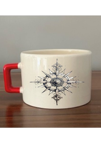 Gemi Dümeni Baskılı Fincan Kupa Bardak Hediyelik Eşya - Seramik Çay, Kahve Hediye Bardağı