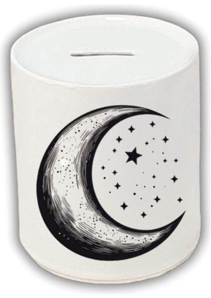 Ay ve Içinde Yıldızlar Baskılı Kumbara - Para Biriktirme Kumbarası