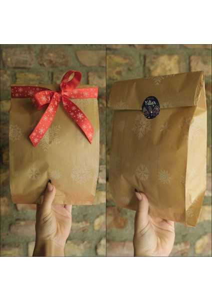 Körüklü Kraft Kese Kağıdı, Kar Tanesi Desenli Şamua Hediye, Ambalaj & Gıda Poşeti, 15X33CM, 500 Adet fırsatları