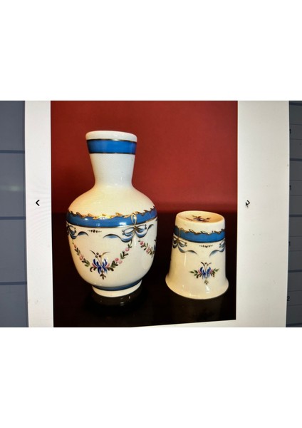 Limoges El Boyama Başucu Sürahisi Vazo 16,5 cm Boyunda Kapağında Ufak Atıklar Mevcut fırsatları