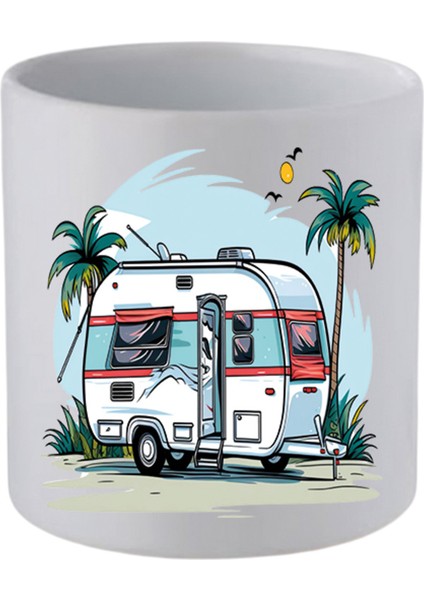 Karavanlı Kulpsuz Kupa Bardak Doğum Günü Hediyeleri - Seramik Kahve, Su Hediyelik Bardağı