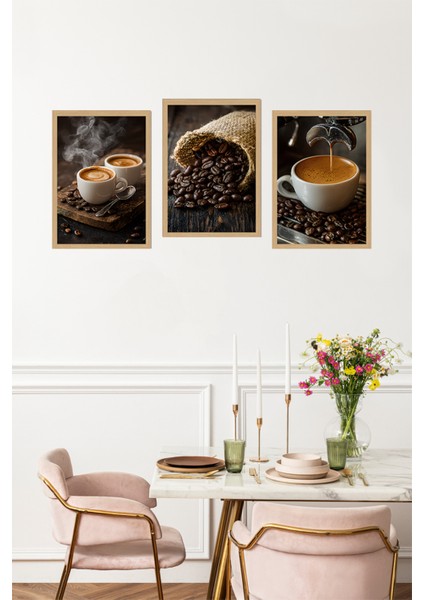 🖼️ Kahve Tutkunlarına Özel 3'lü Çerçeve Görünümlü Tablo Seti CRVS1005 13 x 17 fırsatları