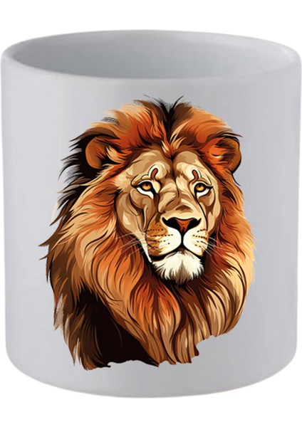 Aslanlı Kulpsuz Kupa Bardak Doğum Günü Hediyeleri - Seramik Kahve, Su Hediyelik Bardağı